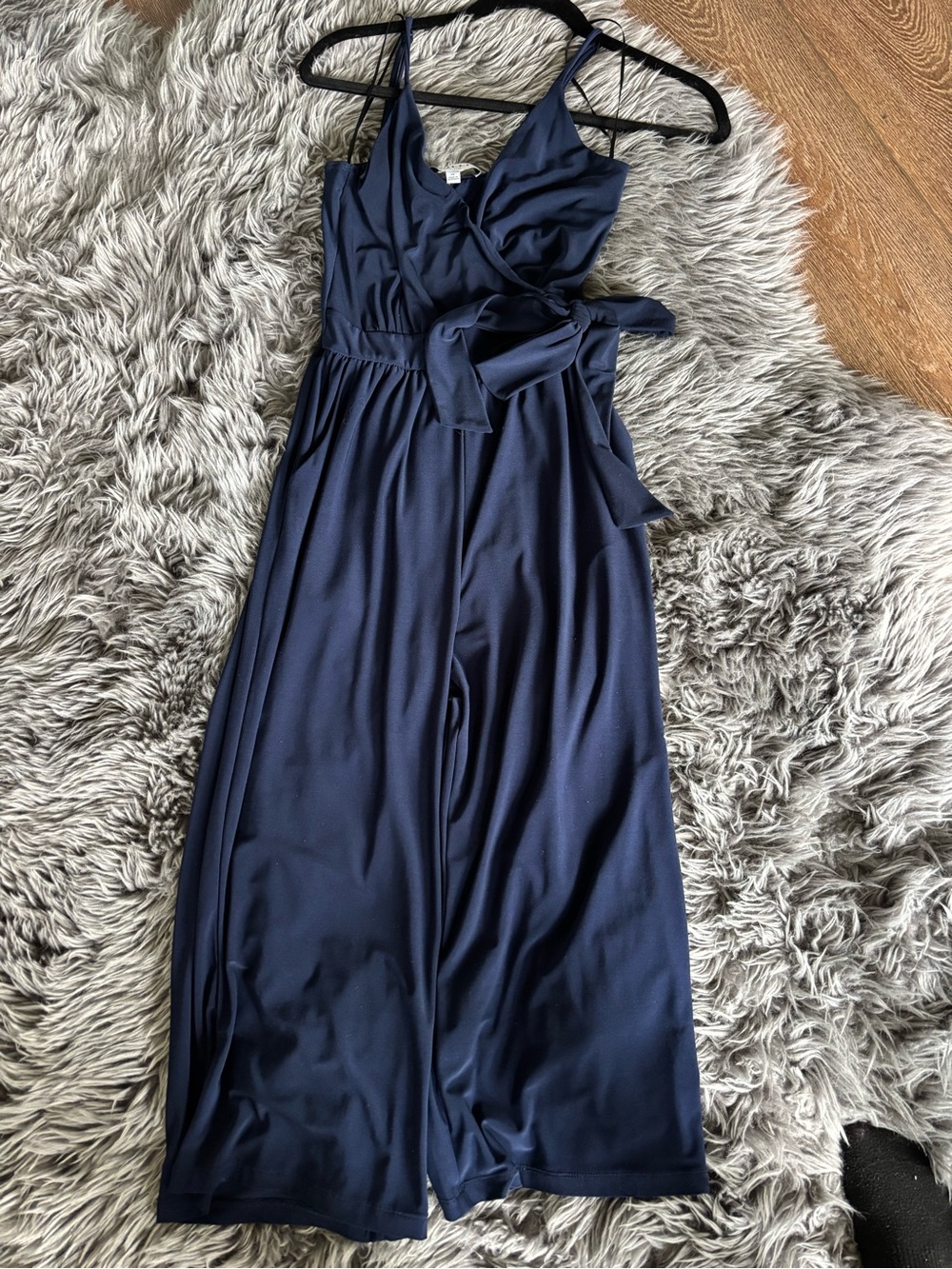 Gilli Navy Sleeveless Wrap Jumpsuit with Waist Tie